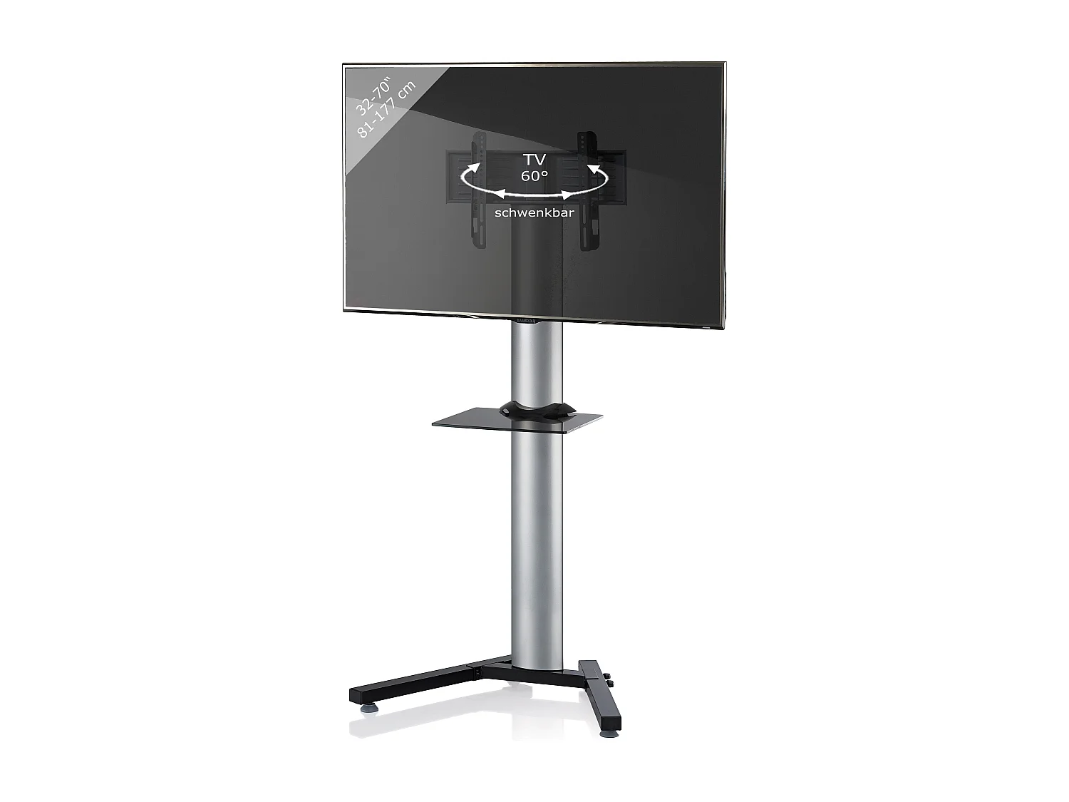 TV stand feet Stadino Silver H. 174 x W. 90 x D. 74 cm