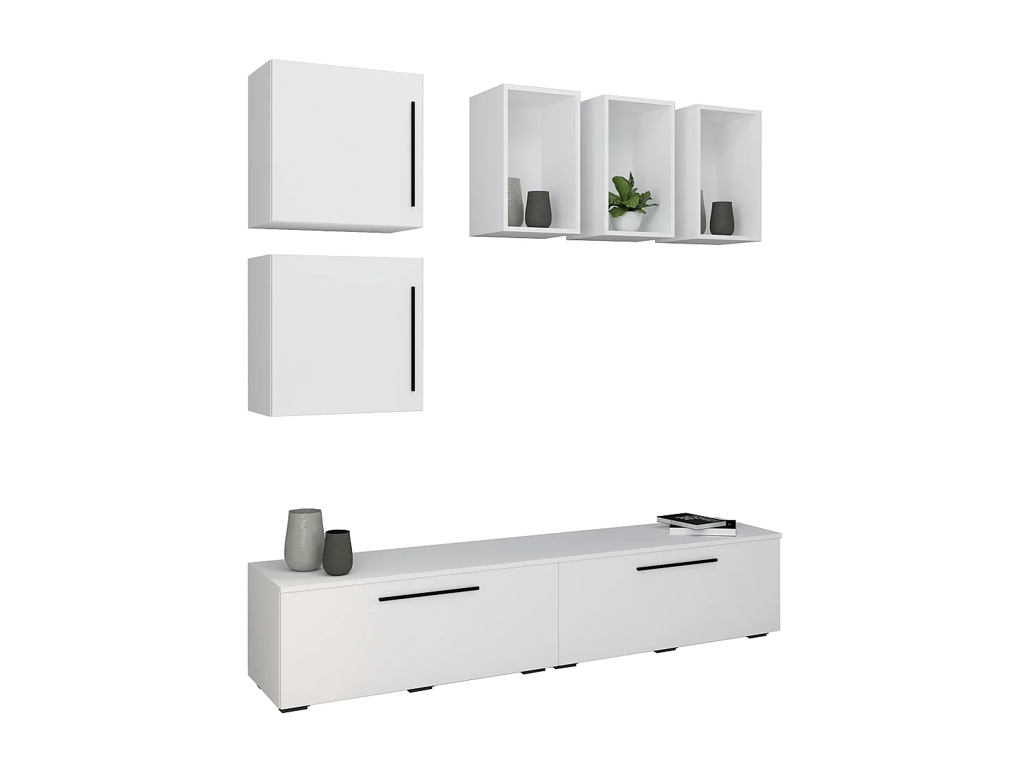 TV Furniture Arila White H. 200 x W. 190 x D. 40 cm