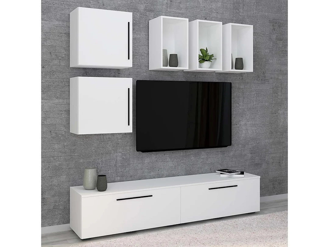 TV Furniture Arila White H. 200 x W. 190 x D. 40 cm