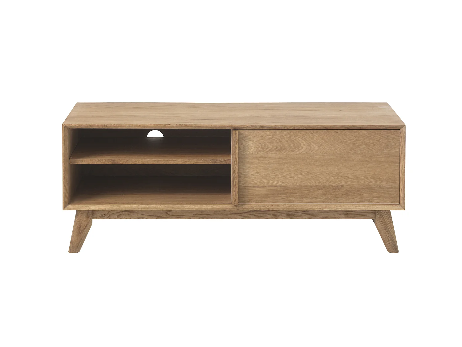 Rhoda Meuble TV 1 tablette de rangement et 1 porte, plaqué chêne.