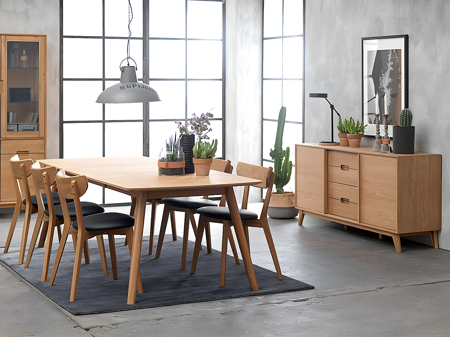 Rhoda Meuble TV 1 tablette de rangement et 1 porte, plaqué chêne.