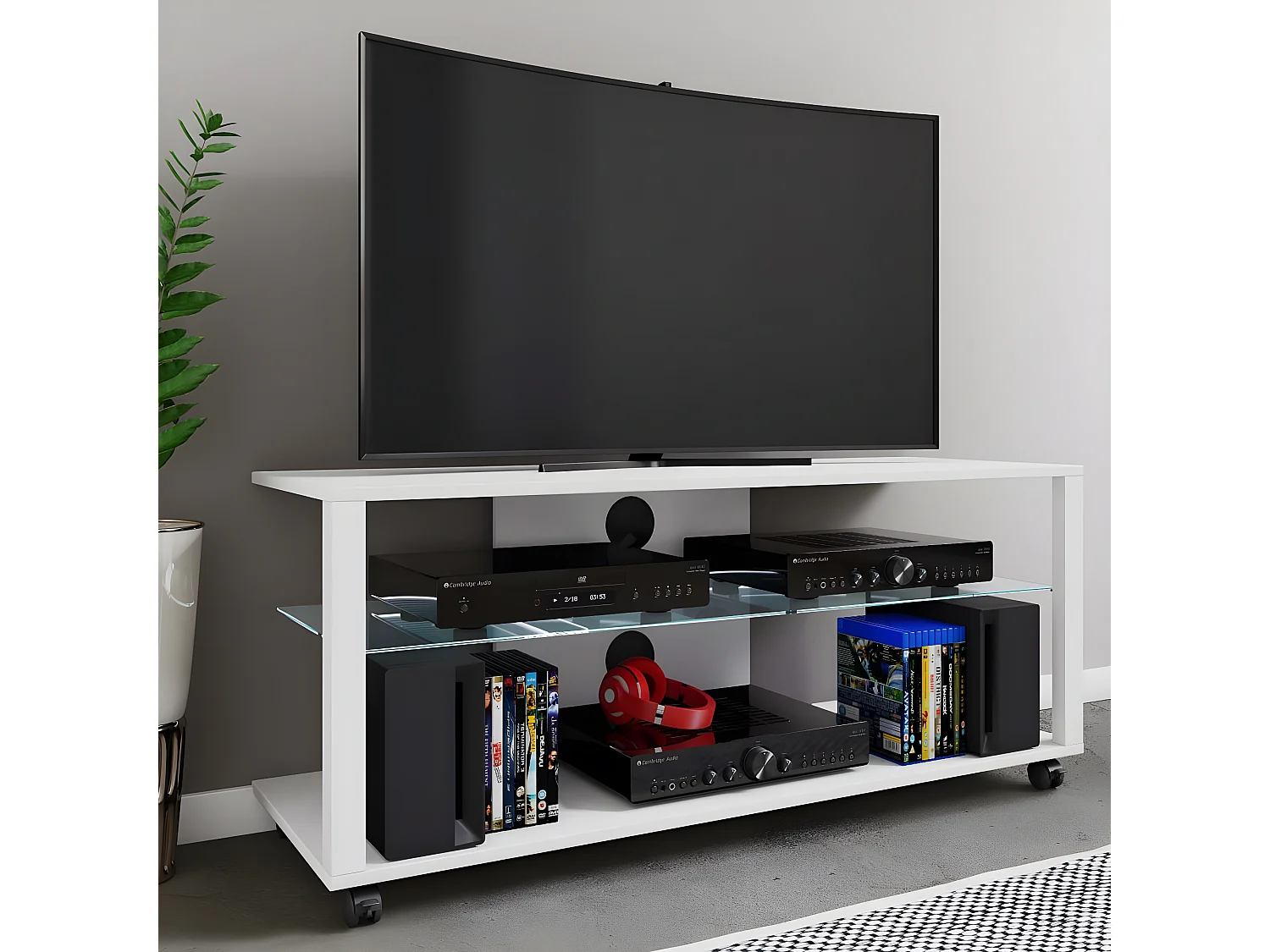 TV Lowboard Fernsehschrank Konsole Folas XL Rollen