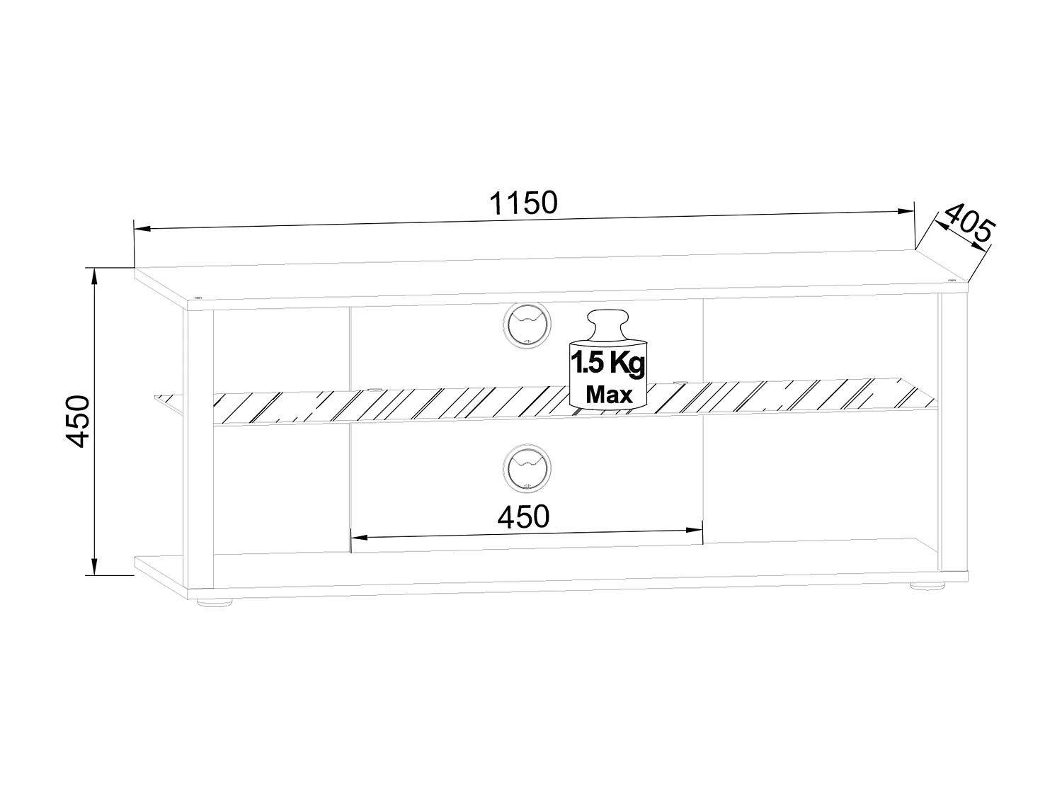 TV Lowboard Fernsehschrank Konsole Folas XL Rollen