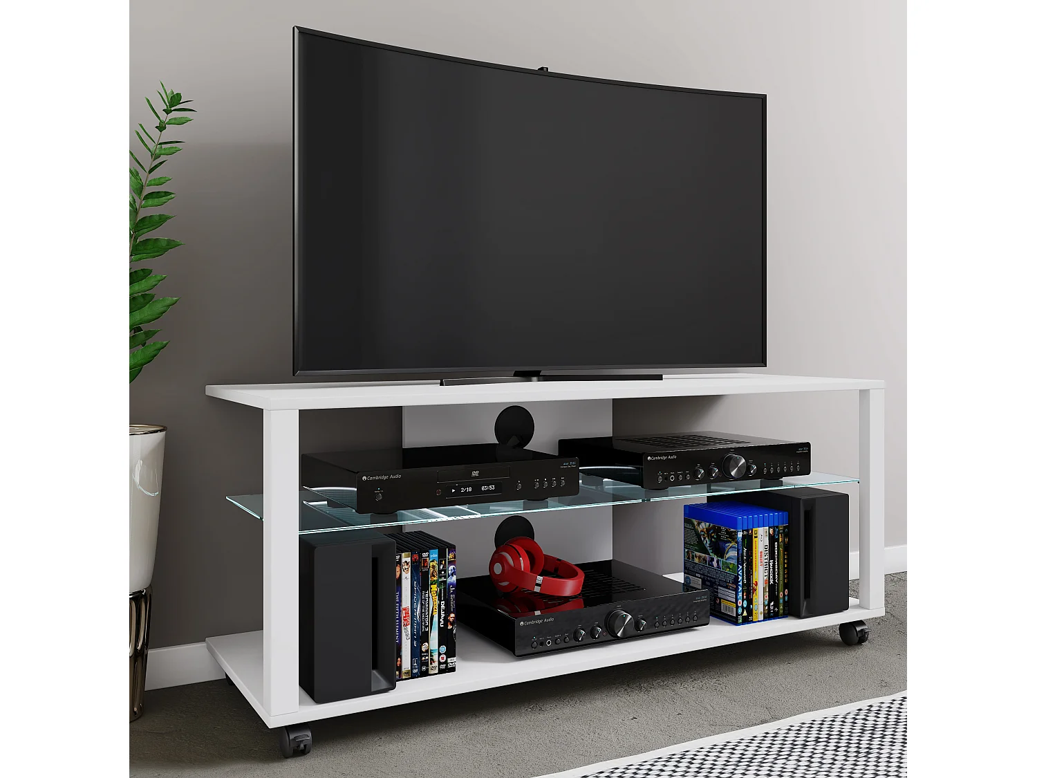 Console TV ribassata Folas XL con rotelle