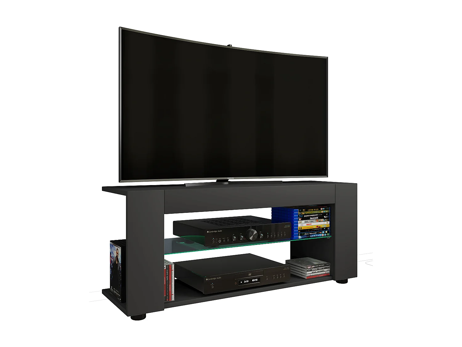 PlexaloXL table TV 2 tablettes anthracite.