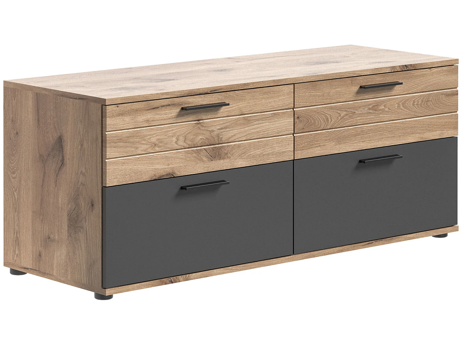 Mason table tV 2 portes, 2 tiroirs chêne décor.