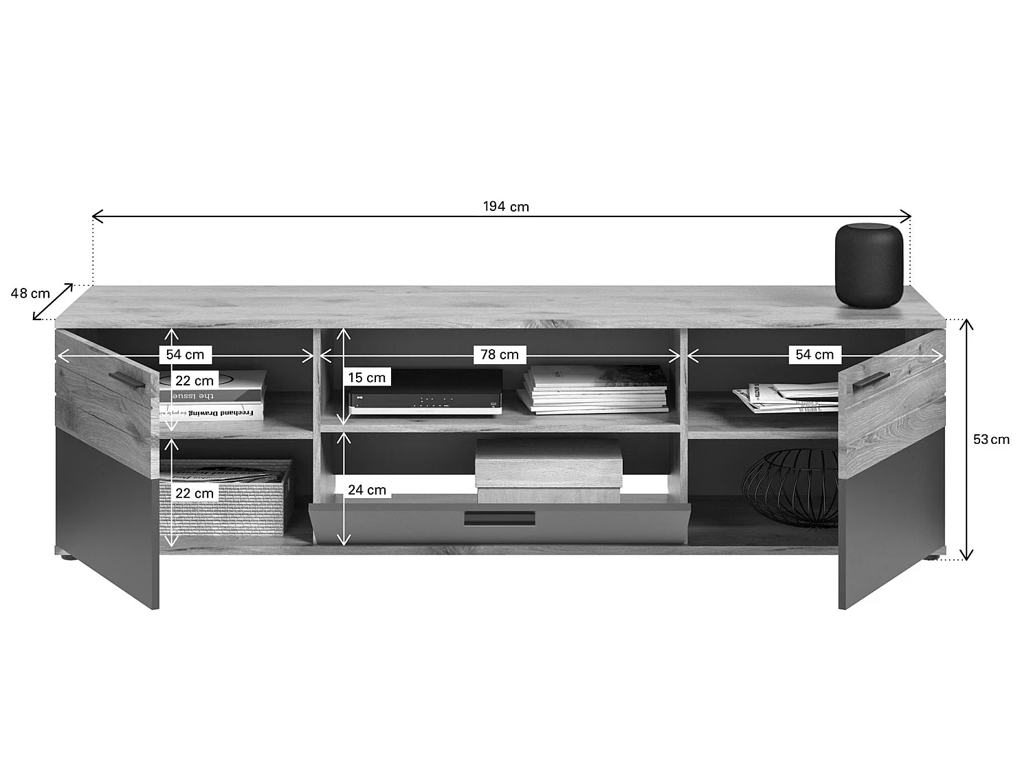 Mason TV-meubel 2 deuren eik decor.