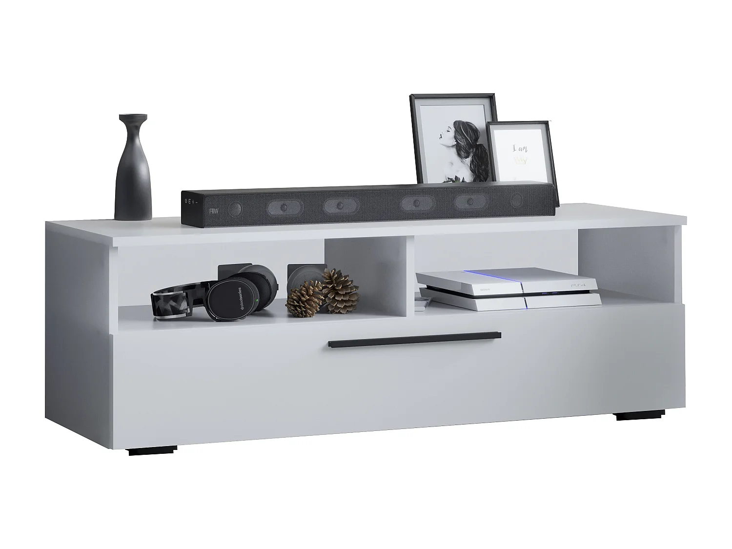 TV Furniture Arila White H. 39 x W. 115 x D. 40 cm