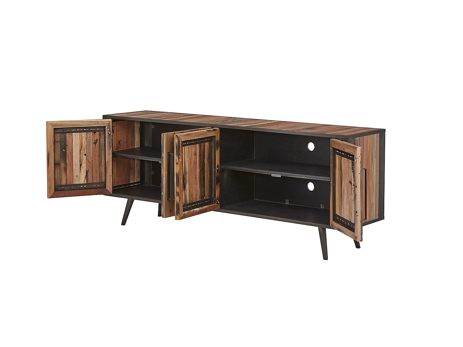 Nordic TV-meubel met 4 deuren, naturel.