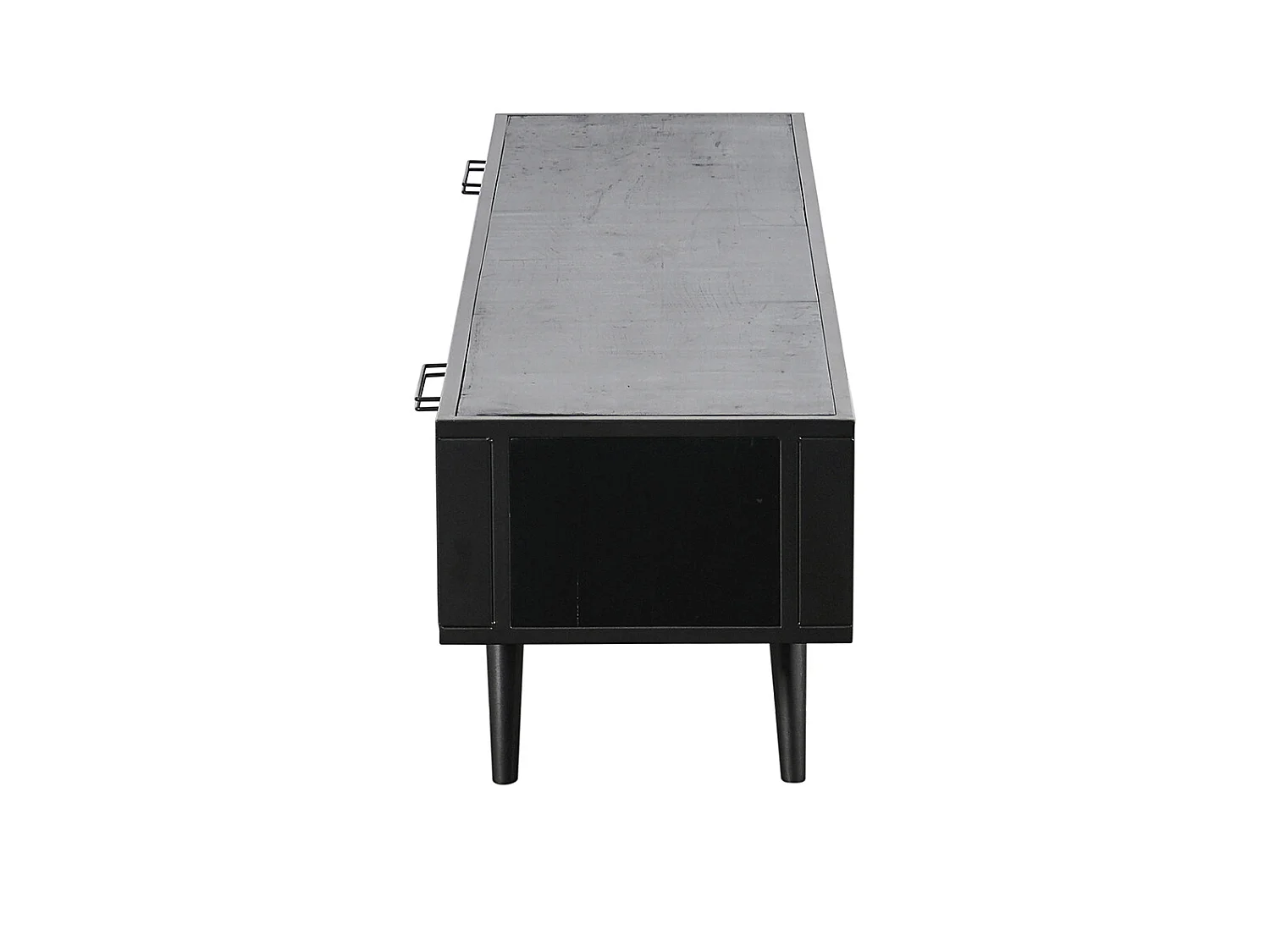 NordicMindiRattan TV-meubel met 1 legplank en 2 laden, zwart.