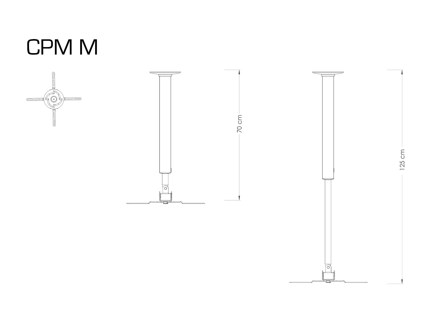 Alu Projekt Beamer Deckenhalterung 70-125 cm CPM