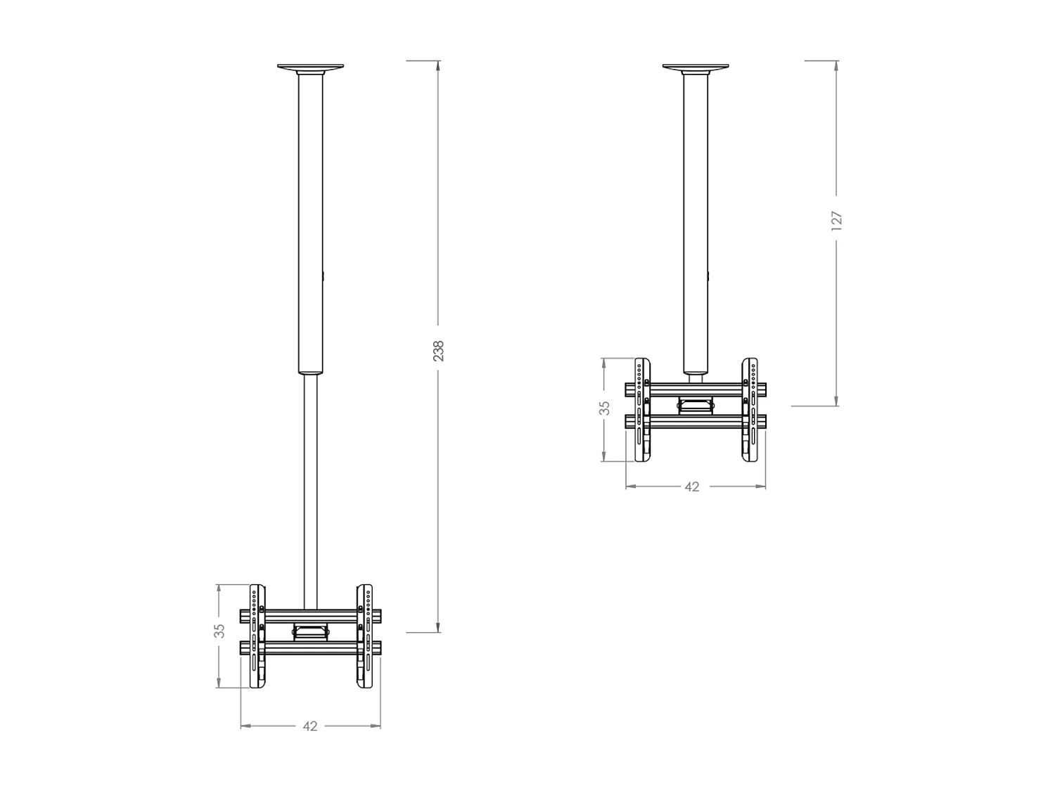 TV Deckenhalterung CM3 höhenverstellbar 127-238 cm
