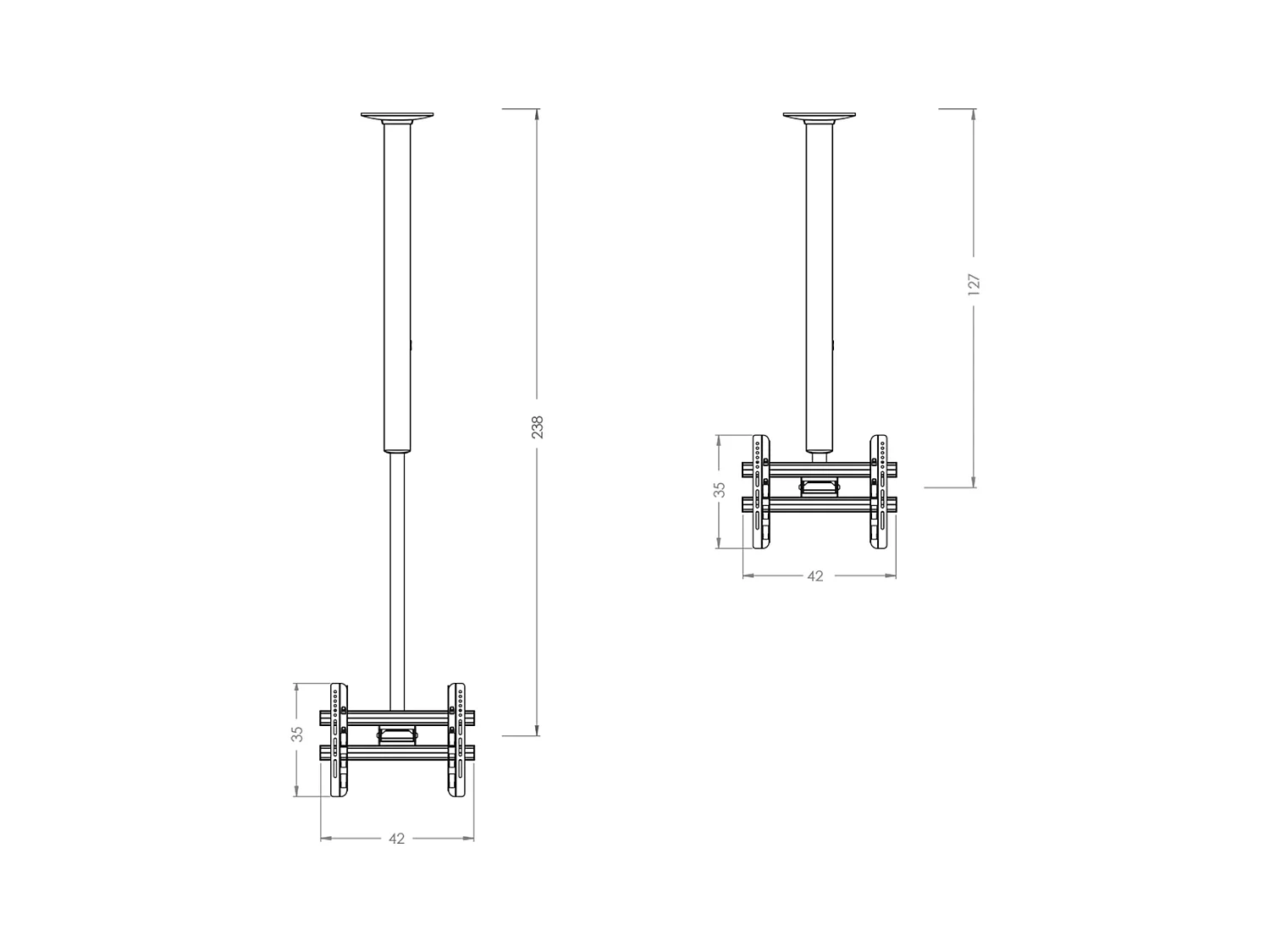 TV ceiling mount CM Silver H. 139 x W. 42 x D. 12 cm
