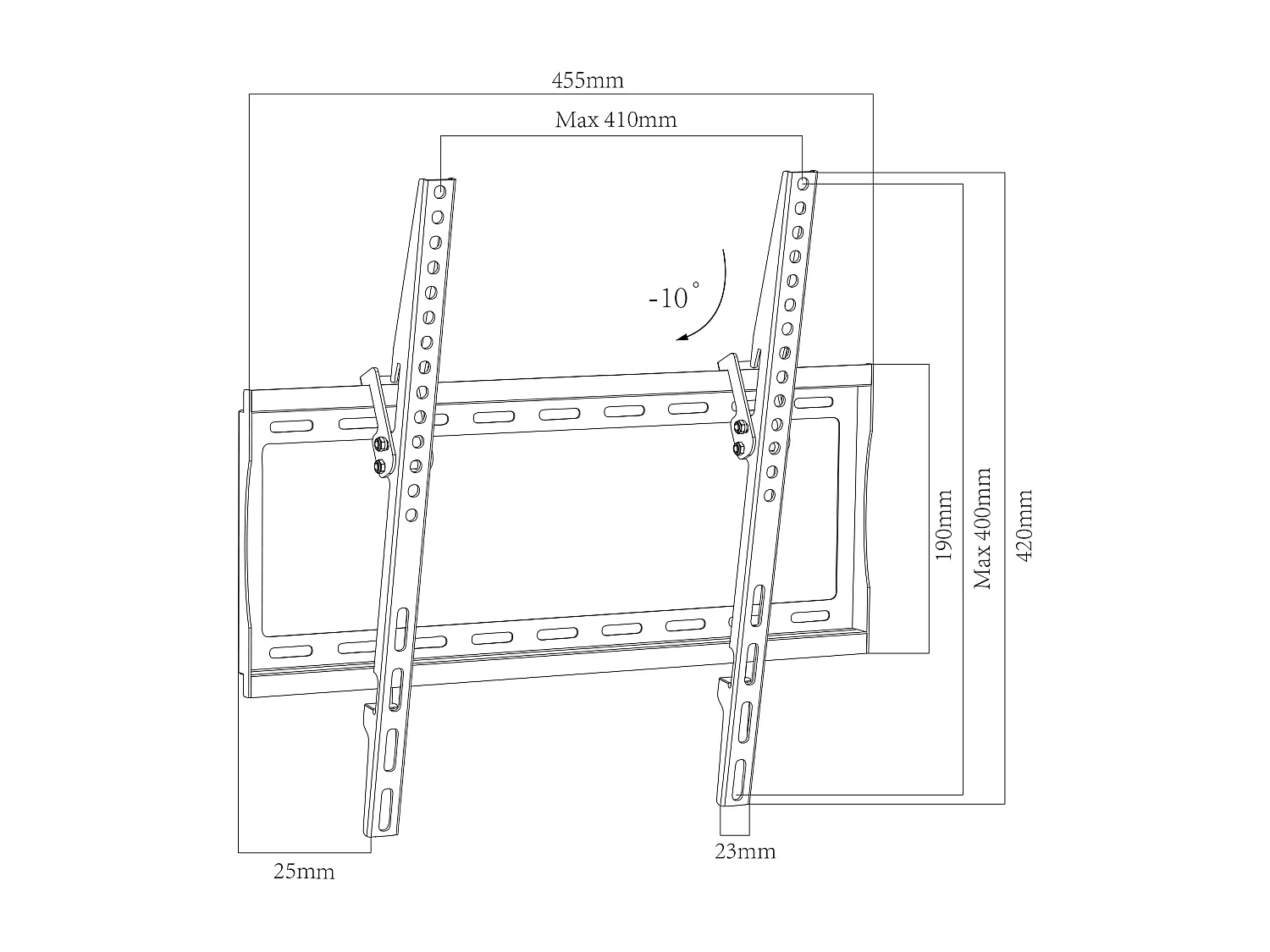 TV wall mount B-FN Black H. 42 x W. 45 x D. 3 cm