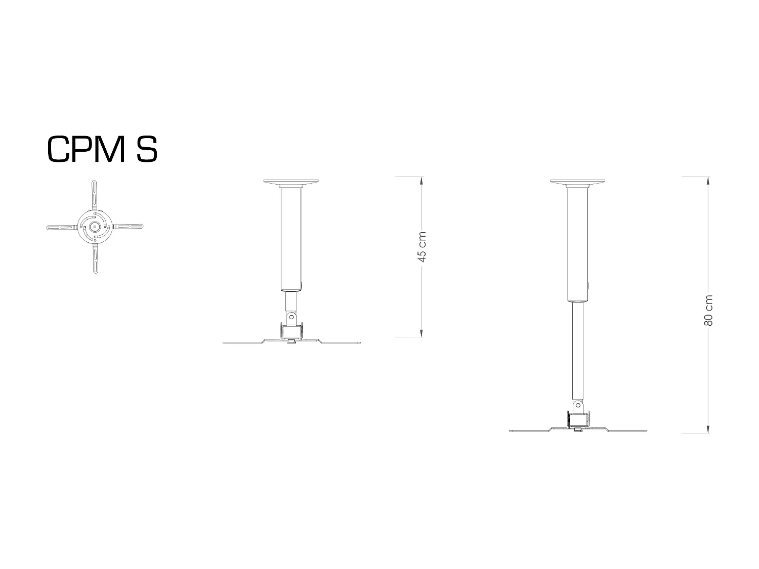 Alu Projekt Beamer Deckenhalterung 45-60 cm CPM