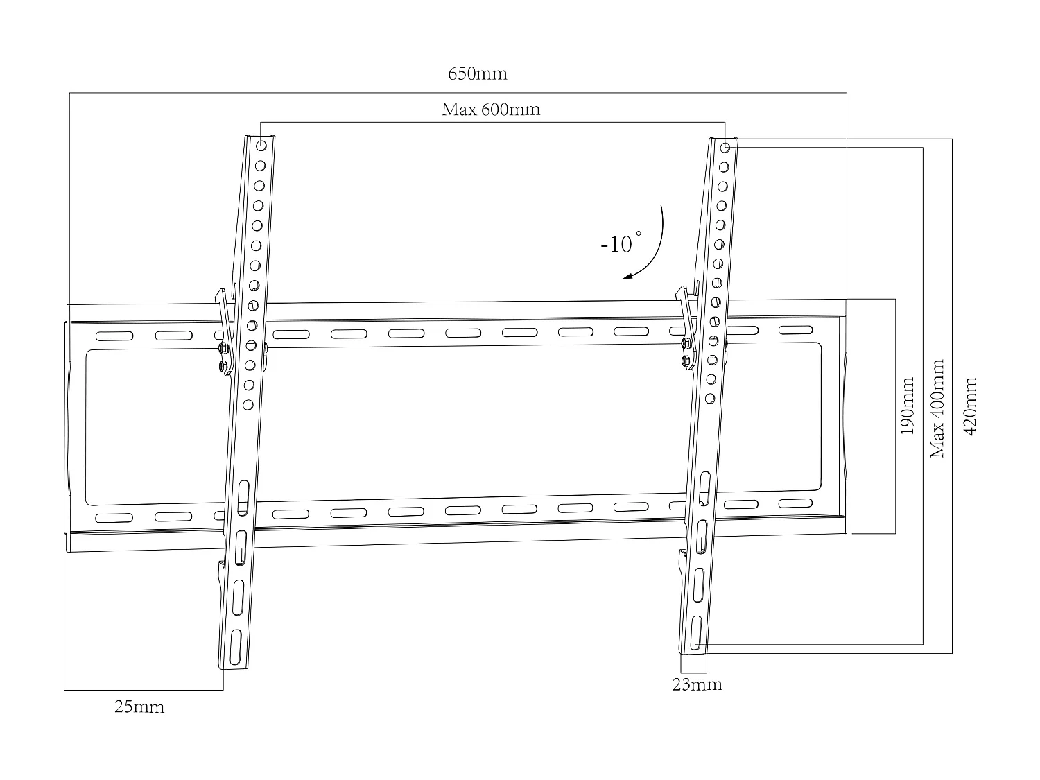 TV wall mount B-FN black H. 42 x W. 65 x D. 3 cm