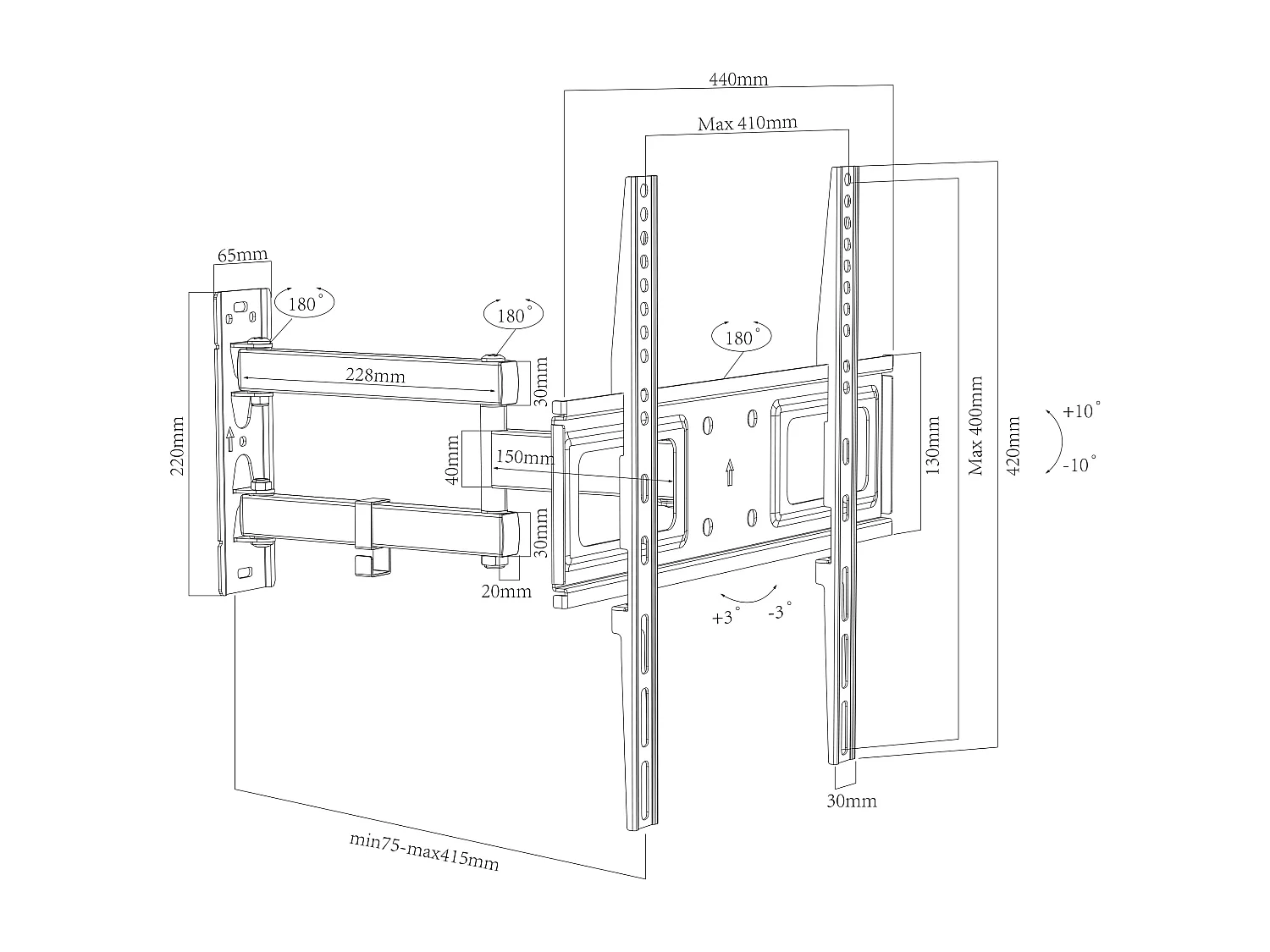 TV Wandhalterung Halter ausziehbar neigbar B-SN400