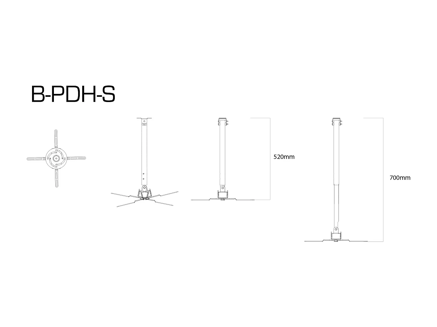 Projekt Beamer Deckenhalterung B-PDH 52-70 cm