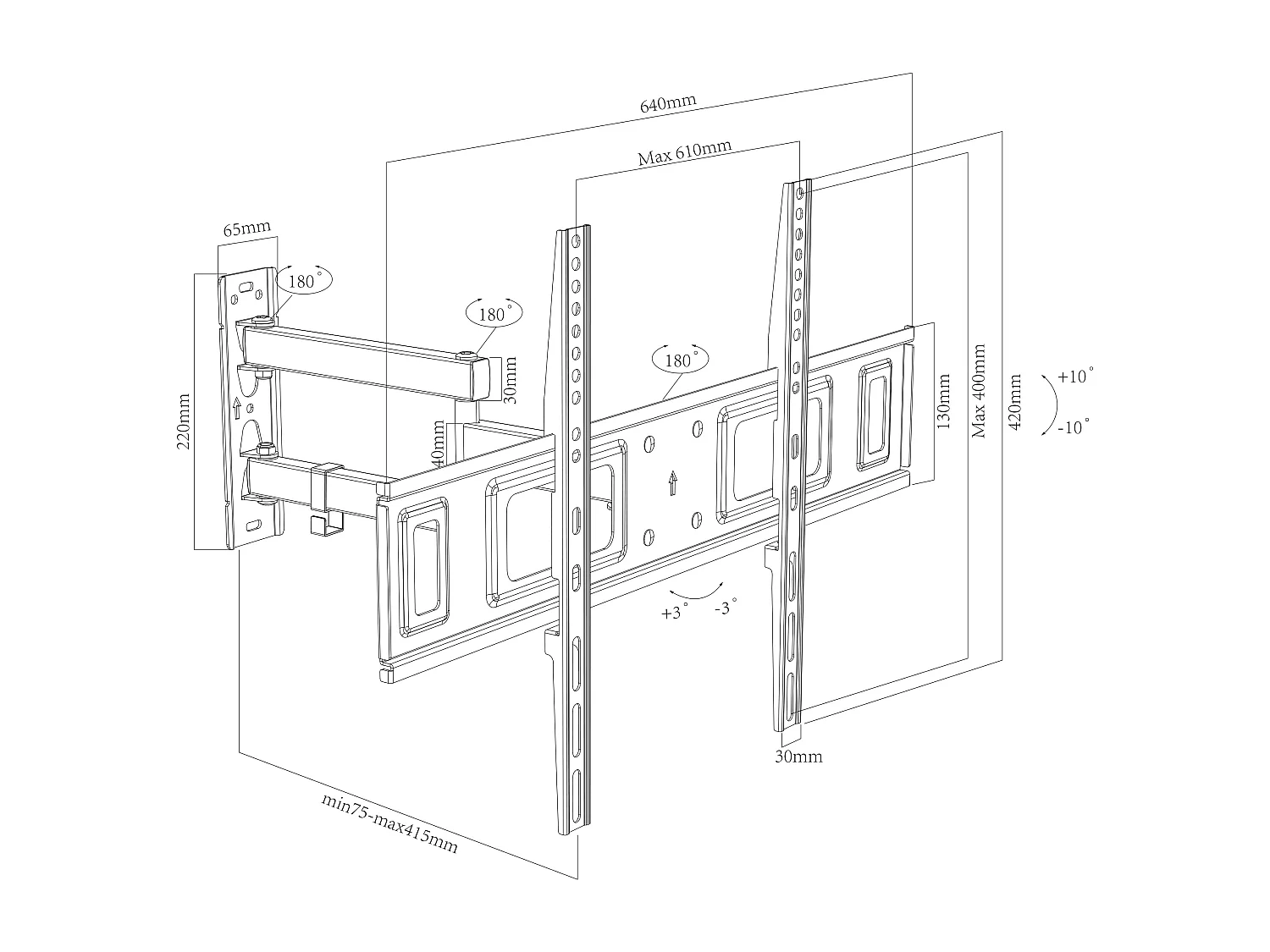 TV Wandhalterung Halter ausziehbar neigbar B-SN600