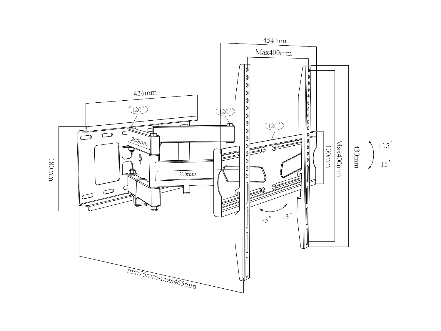 TV Wandhalterung Halter ausziehbar neigbar B-NS400
