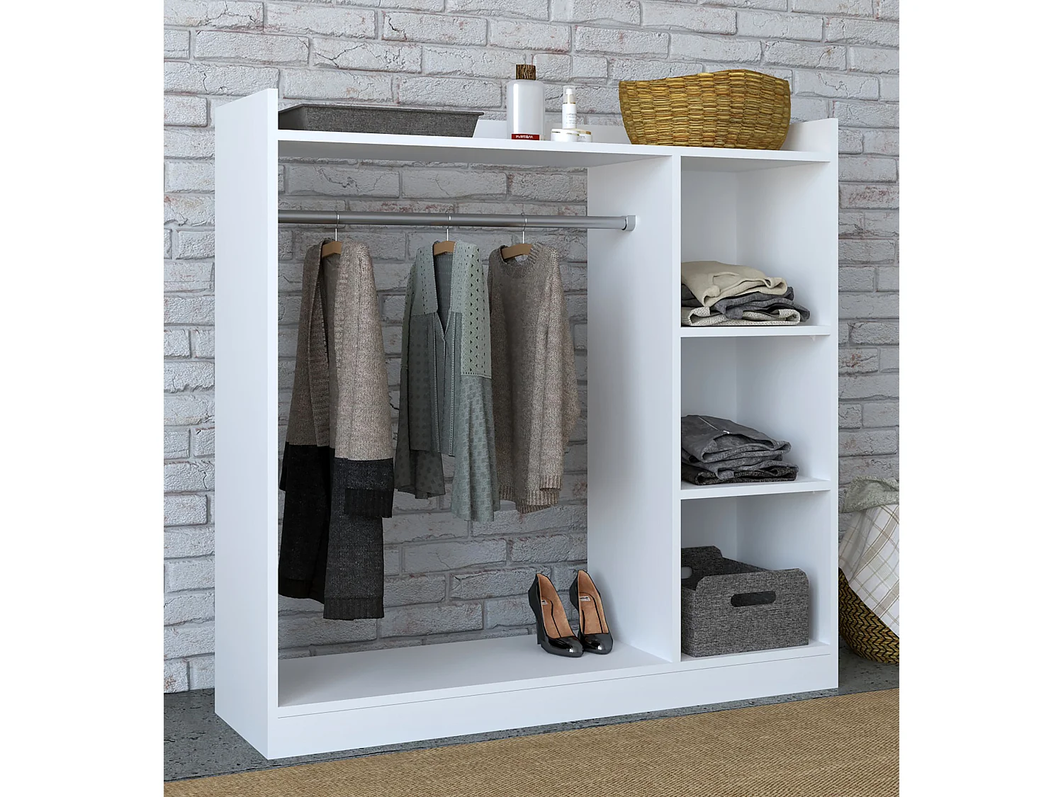 Wardrobe Palosa White W. 124 x H. 120 x D. 35 cm