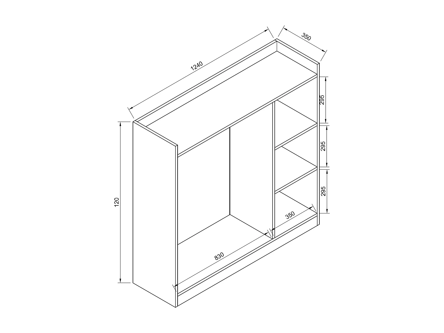 Wardrobe Palosa White W. 124 x H. 120 x D. 35 cm