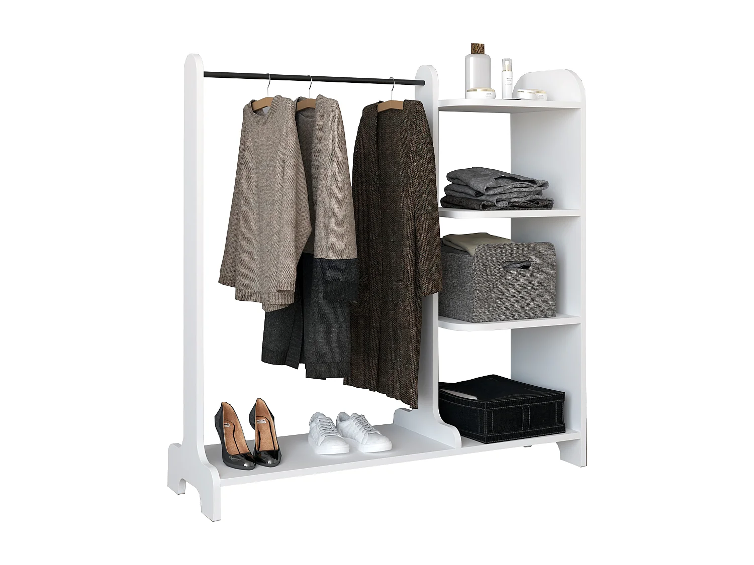 Guarda-roupa de madeira VCM | closet aberto |walk-in | roupeiro | dimensões aprox. L. 106 x A. 110 x P. 35 cm - Lempu A. 110 cm (Branco)