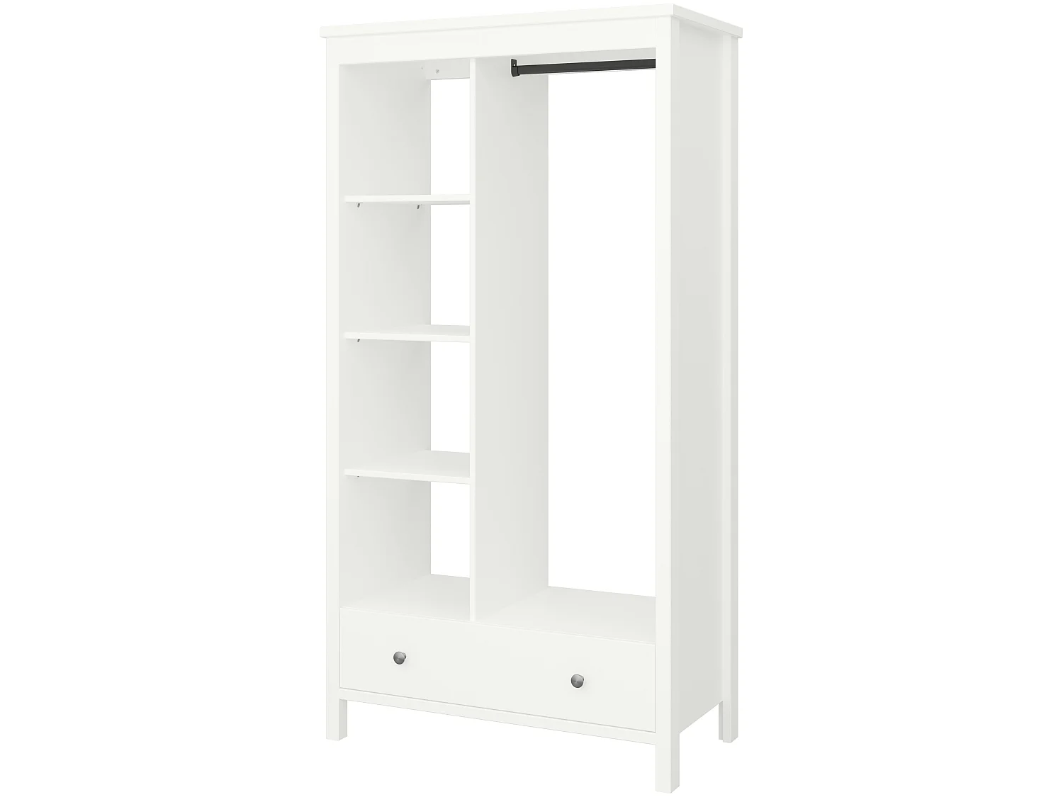 Trone kledingkast 1 lade, wit gelakt.