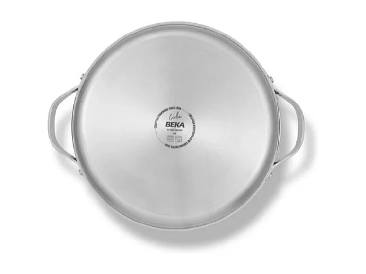 Sauteuse 2 anses Cicla avec couvercle en verre 28 cm en acier inoxydable recyclé