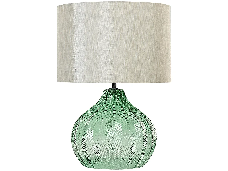 Tischlampe Glas smaragdgrün 41 cm Trommelform KEILA