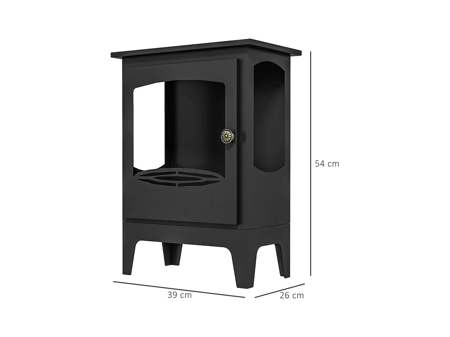 Cheminée bioéthanol sur pied style néo-rétro poêle - brûleur 1,2 L - contrôle de flamme et manche inclus - acier noir
