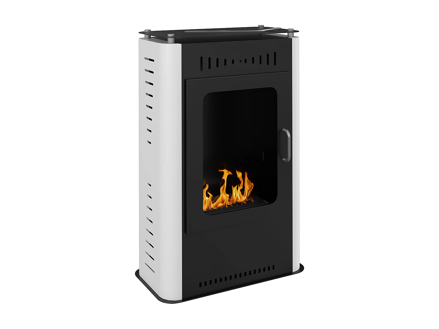 Cheminée bioéthanol design contemporain - étagère - brûleur 1,2 L - contrôle de flamme et manche inclus - acier noir blanc