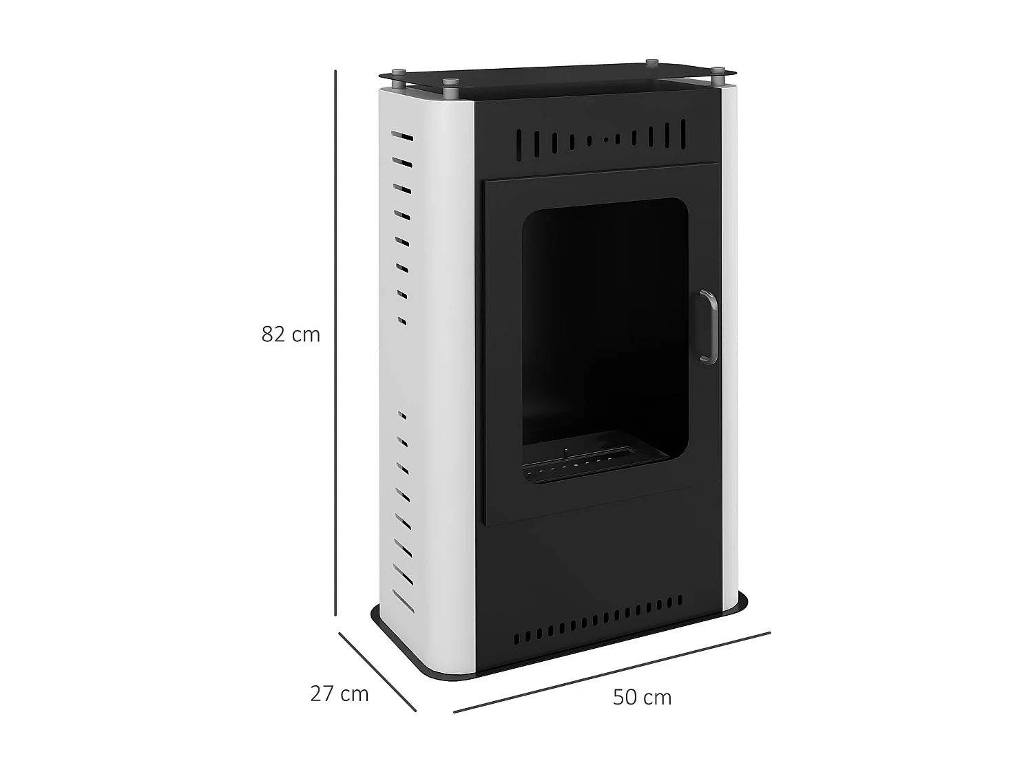 Cheminée bioéthanol design contemporain - étagère - brûleur 1,2 L - contrôle de flamme et manche inclus - acier noir blanc