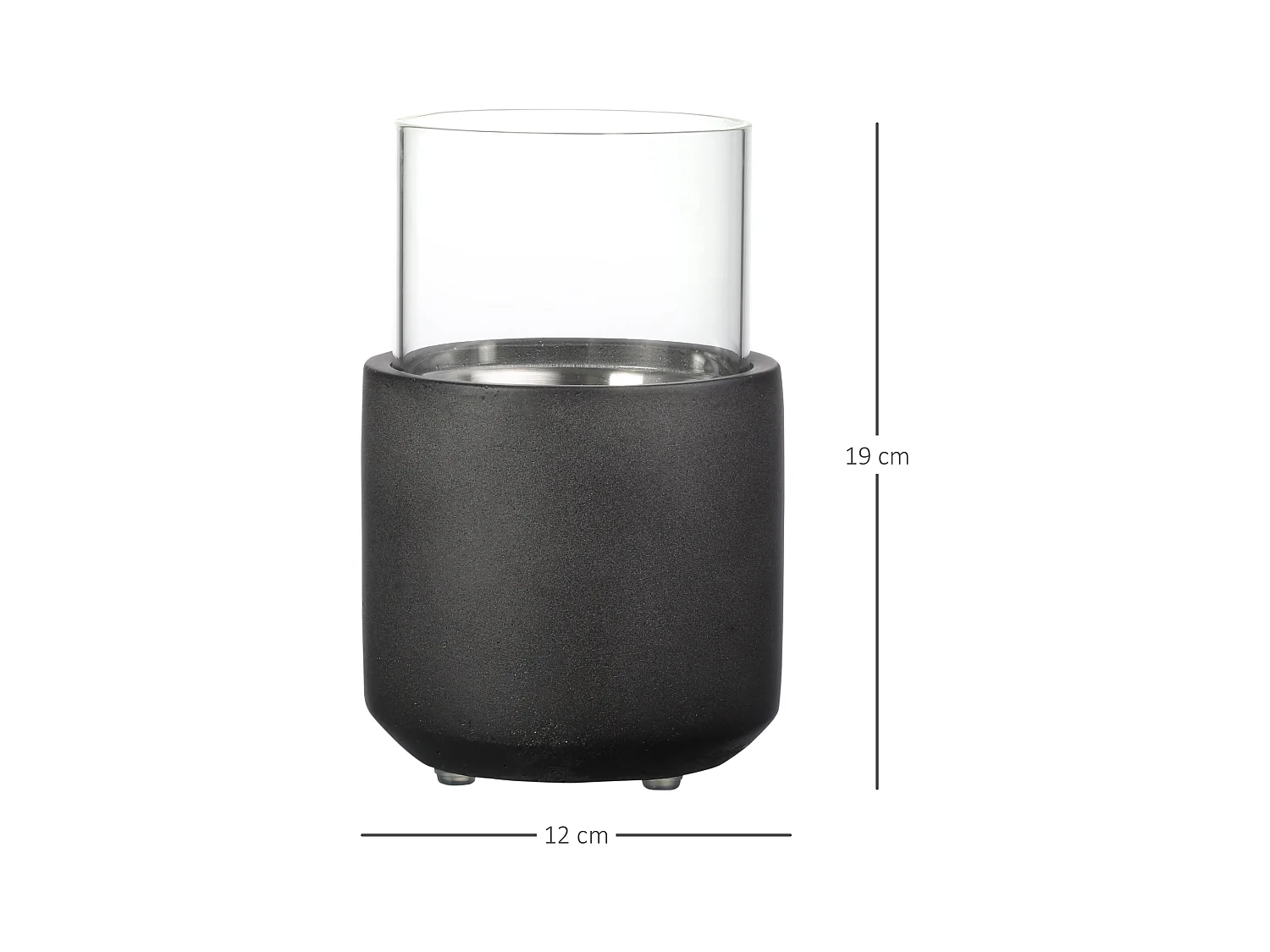 Cheminée portable à poser bioéthanol avec réservoir 0,4 L couverture 18 m² - design vase - dim. 12L x 12l x 19H cm