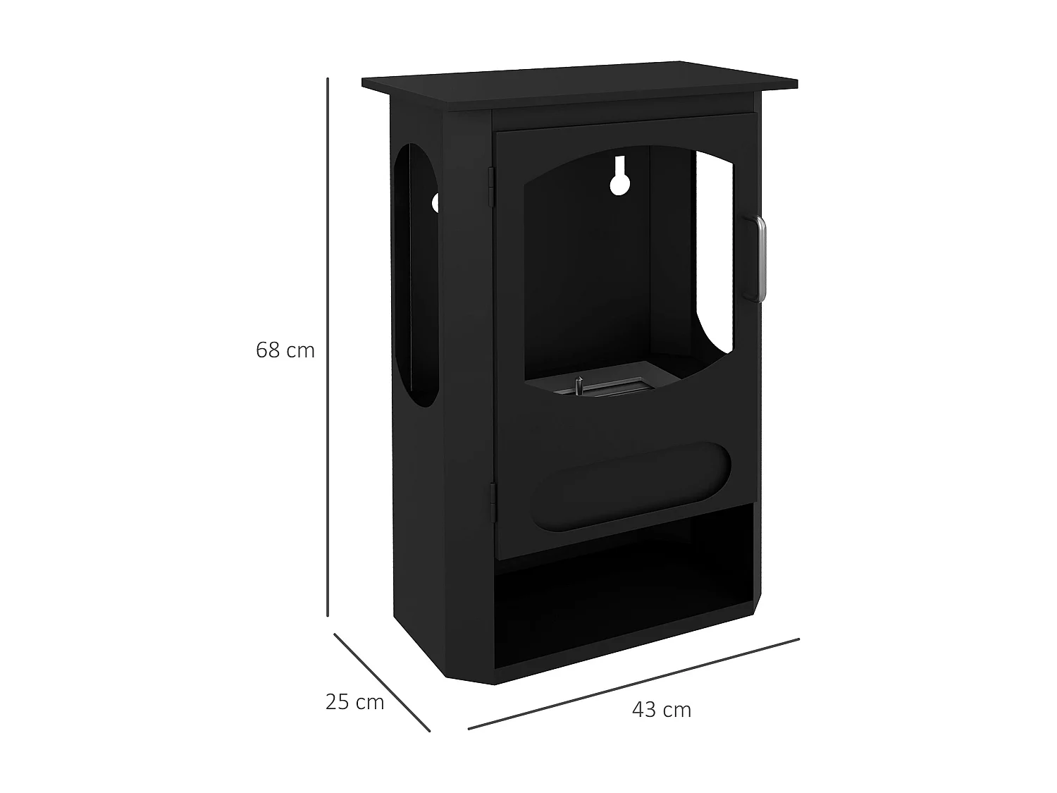 Cheminée bioéthanol design contemporain - range bûches - brûleur 1,2 L - contrôle de flamme et manche inclus - acier noir