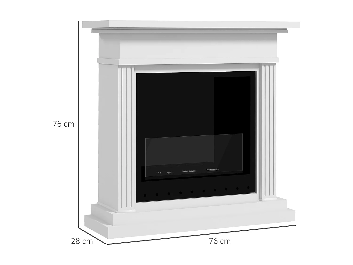 Cheminée à l'éthanol bioéthanol 3 brûleurs 0,4L - couverture 16-18 ? - autonomie environ 2h - blanc