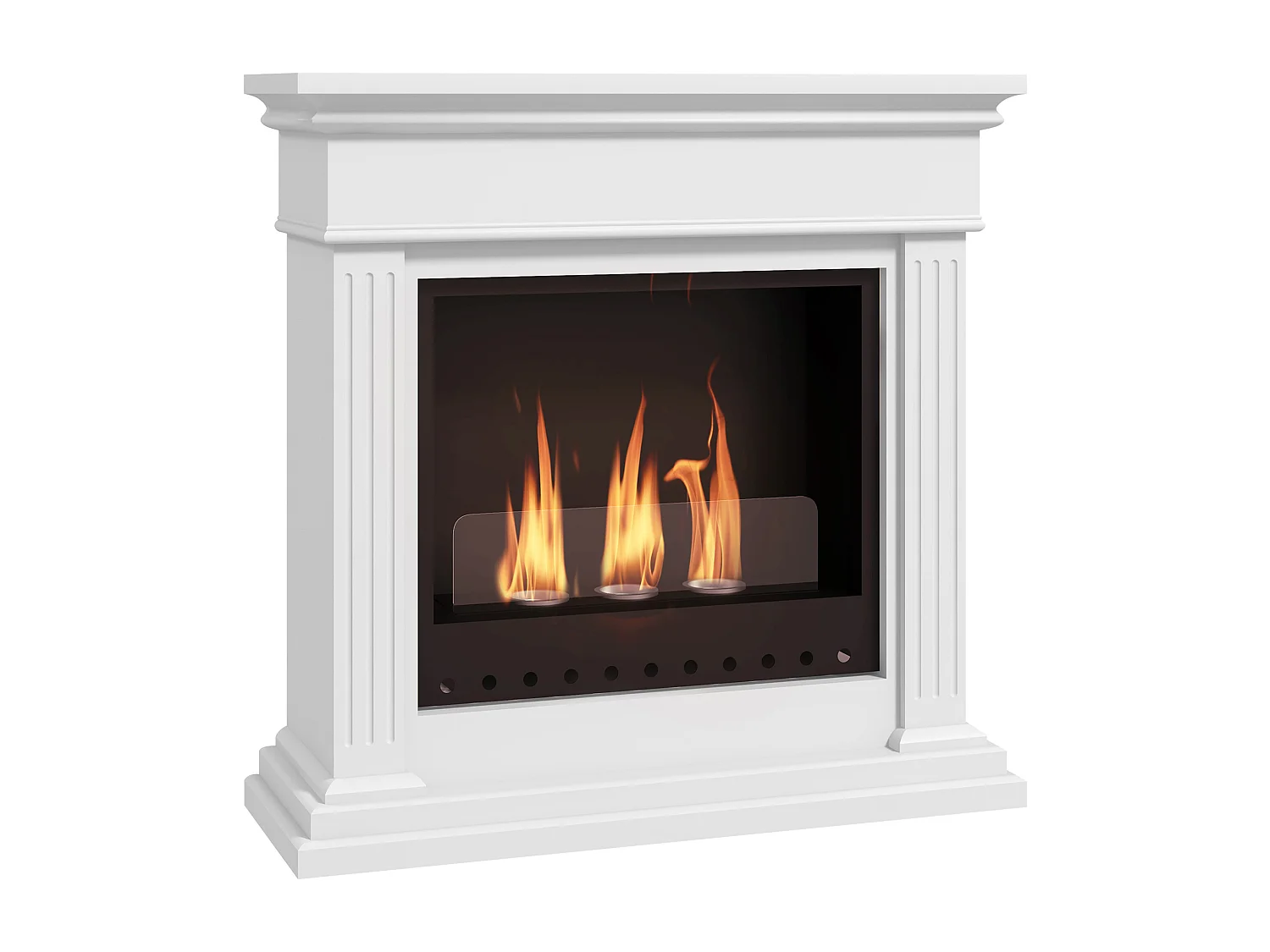 Cheminée à l'éthanol bioéthanol 3 brûleurs 0,4L - couverture 16-18 ? - autonomie environ 2h - blanc