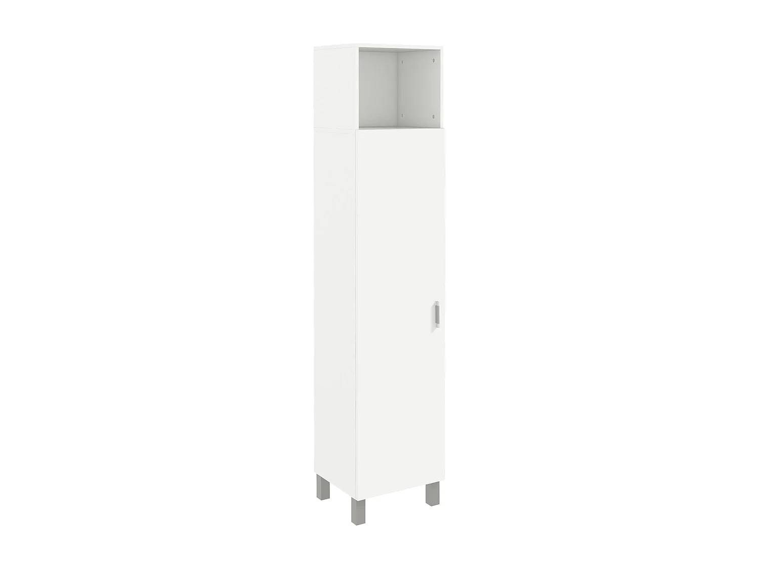 Armoire colonne meuble de rangement avec niche supérieure et placard 3 étagères intérieures - 40 x 35 x 177 cm - blanc