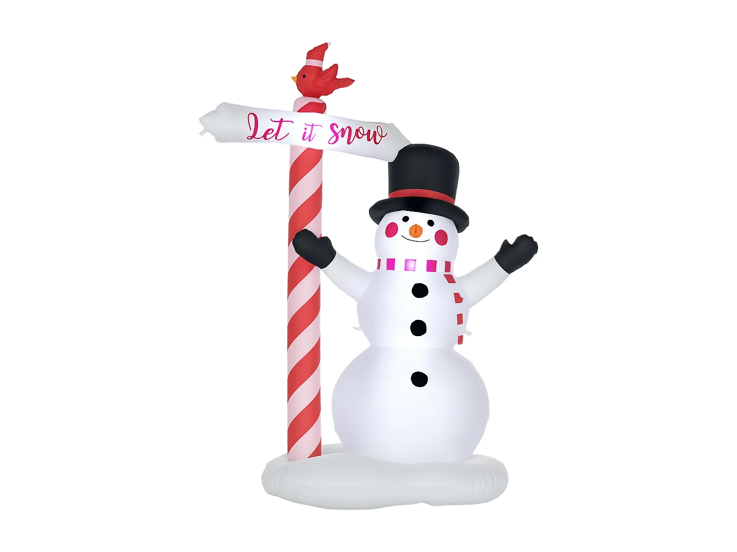 Bonhomme de neige gonflable avec pancarte 3 LED, décoration gonflable de Noël pour l'extérieur et l'intérieur, hauteur 213 cm, polyester imperméable, blanc
