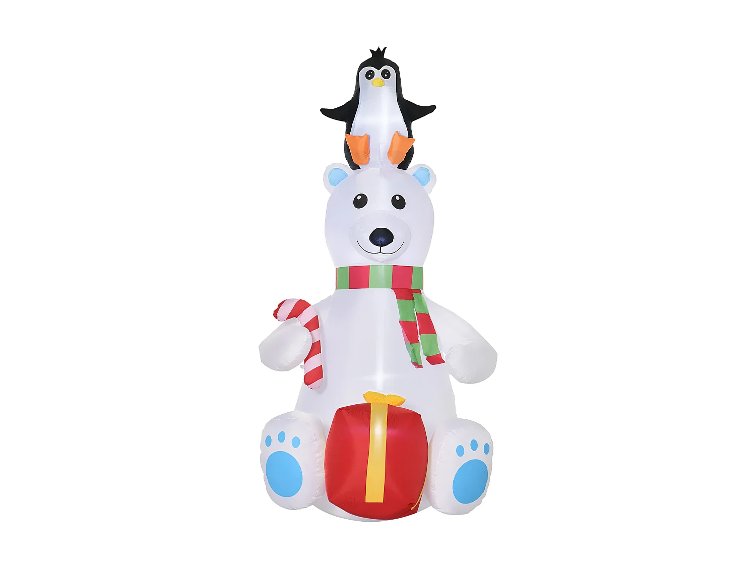 Ours polaire gonflable de Noël décoration gonflable LED de Noël 2,07H m 12 lumières LED pingouin cadeau blanc