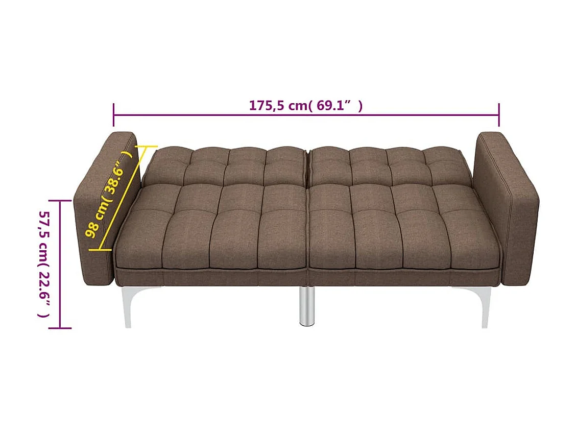 Sofá-cama tecido castanho