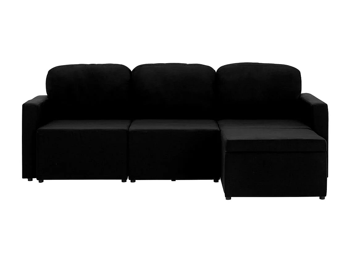 Canapé-lit modulaire 3 places Noir Tissu