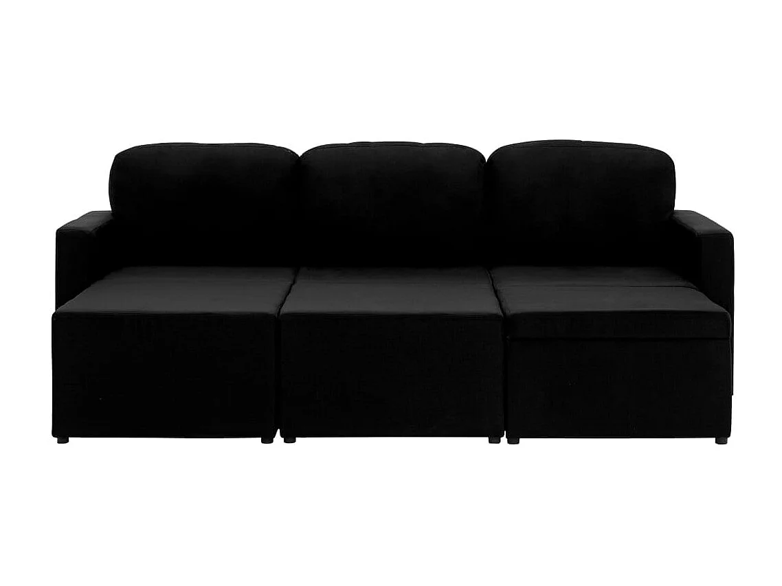 Canapé-lit modulaire 3 places Noir Tissu
