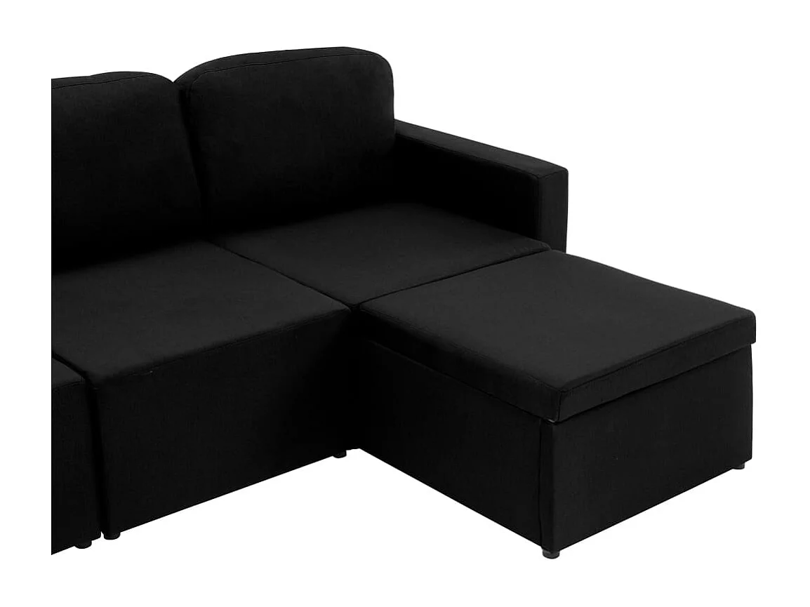Canapé-lit modulaire 3 places Noir Tissu