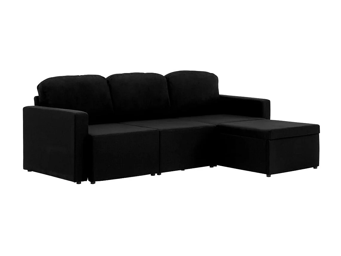 Modulares 3-Sitzer-Schlafsofa Schwarz Stoff