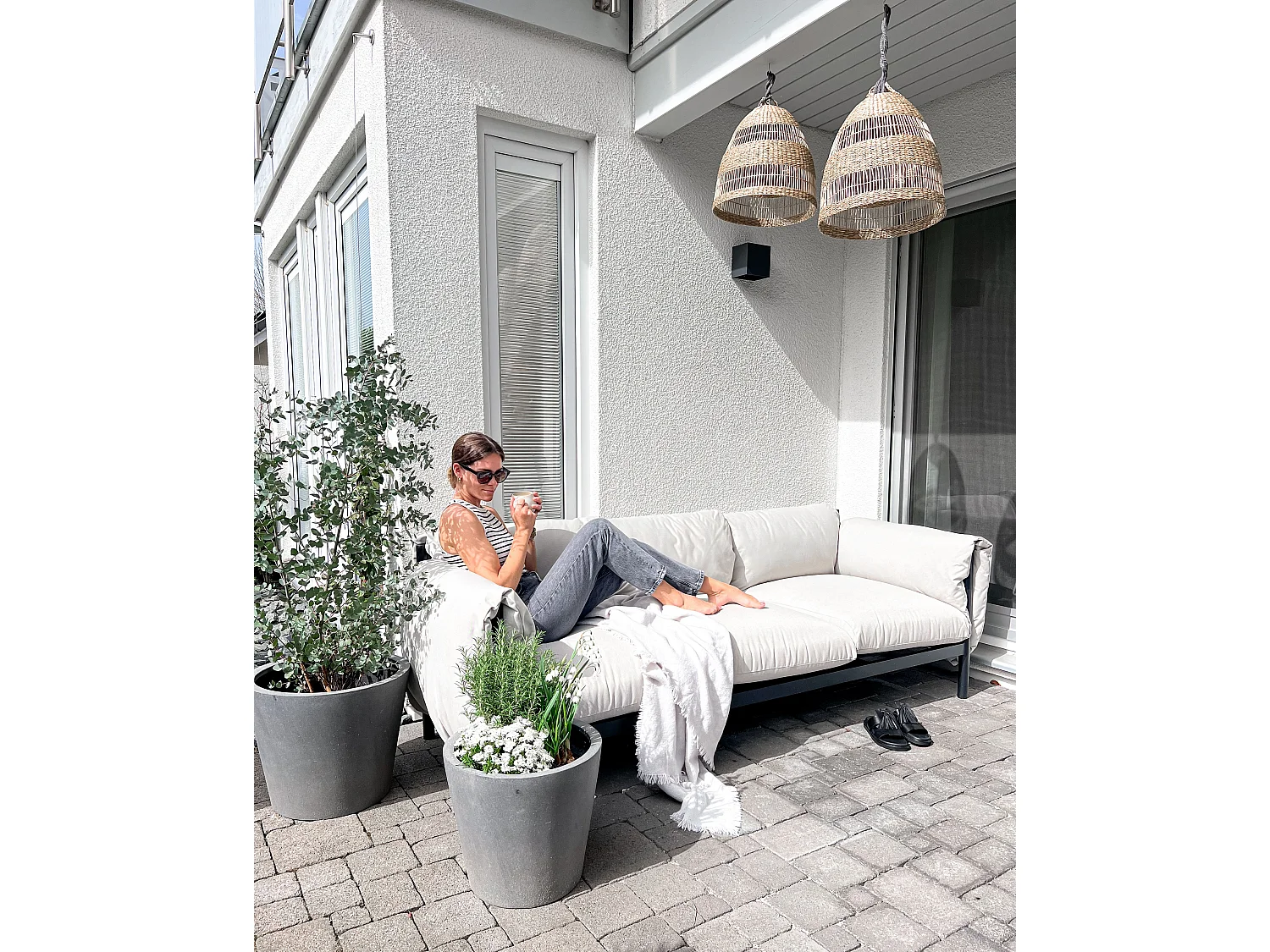 Gartensofa 3-Sitzer ESPERIA Metall Grau