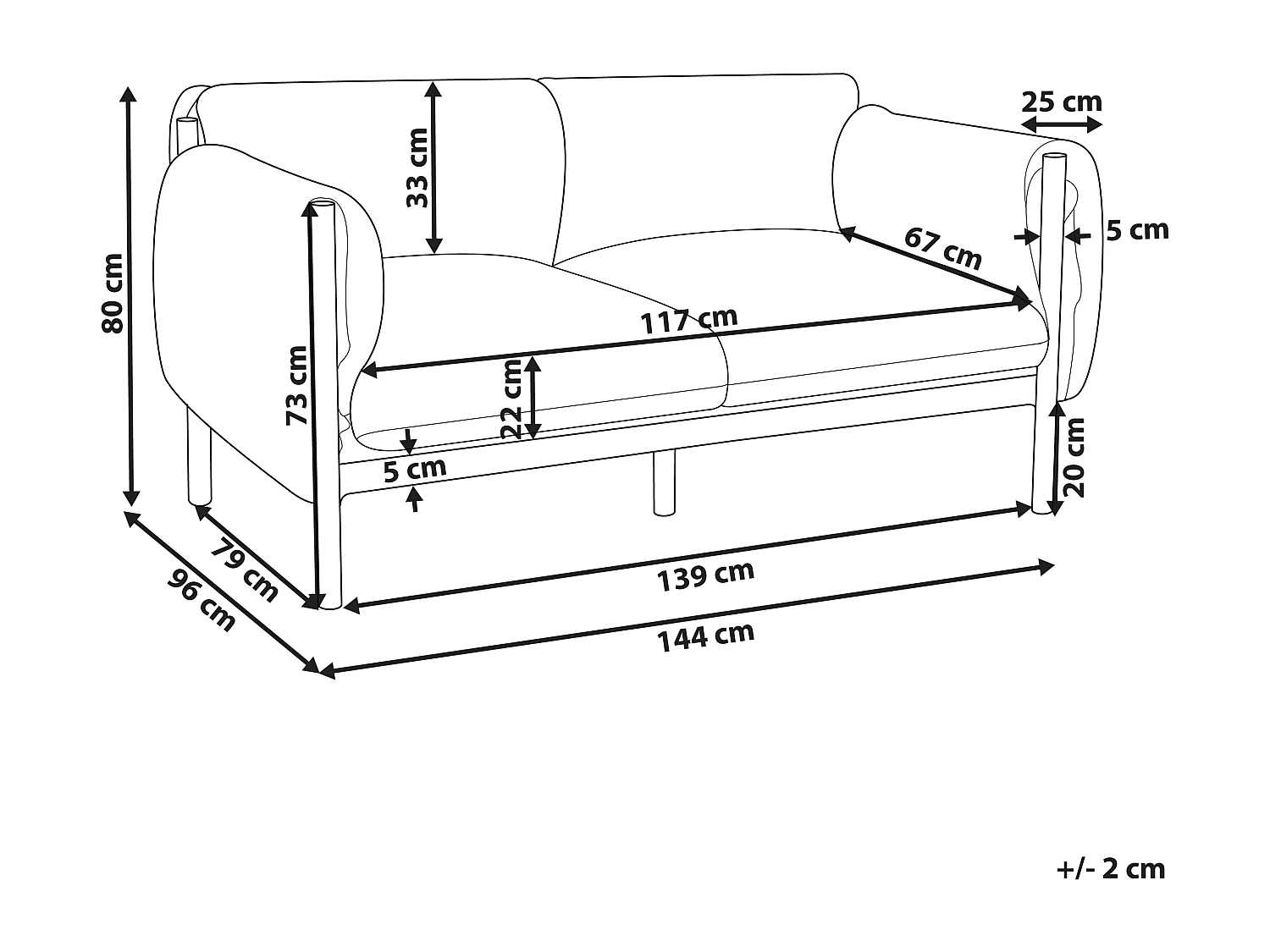 Divano da giardino 2 posti ESPERIA Metallo Grigio
