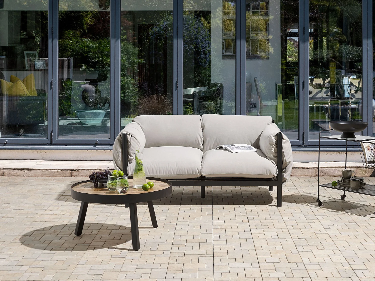 Gartensofa 2-Sitzer ESPERIA Metall Grau