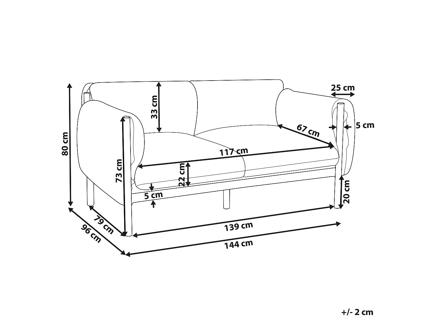 Gartensofa 2-Sitzer ESPERIA Metall Grau