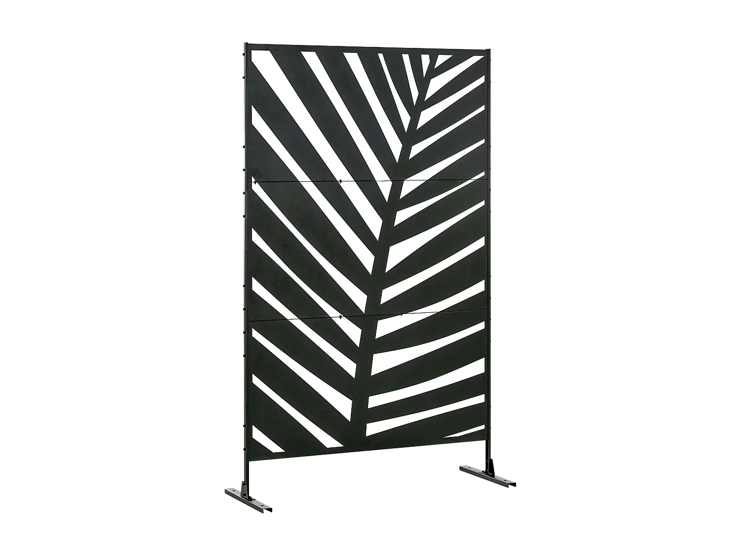 Panneau décoratif extérieur métal - brise vue motif feuilles - visserie incluse - dim. 122L x 45l x 198H cm - acier thermolaqué noir